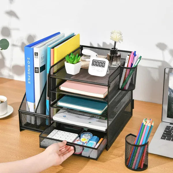 1 Stück 5-stufige multifunktionale Schreibwaren-Aufbewahrungsbox | Schreibtisch-Ablage aus Stahl, Büroartikel-Organizer, Büro-Schreibtischzubehör, Schlafzimmerzubehör, Heimdekoration, Aufbewahrung und Organisation zu Hause