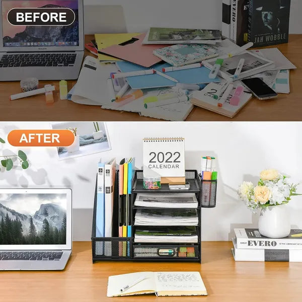 1 Stück 5-stufige multifunktionale Schreibwaren-Aufbewahrungsbox | Schreibtisch-Ablage aus Stahl, Büroartikel-Organizer, Büro-Schreibtischzubehör, Schlafzimmerzubehör, Heimdekoration, Aufbewahrung und Organisation zu Hause