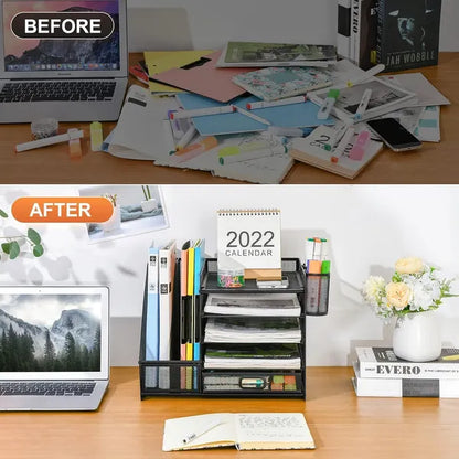 1 Stück 5-stufige multifunktionale Schreibwaren-Aufbewahrungsbox | Schreibtisch-Ablage aus Stahl, Büroartikel-Organizer, Büro-Schreibtischzubehör, Schlafzimmerzubehör, Heimdekoration, Aufbewahrung und Organisation zu Hause