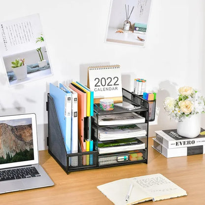 1 Stück 5-stufige multifunktionale Schreibwaren-Aufbewahrungsbox | Schreibtisch-Ablage aus Stahl, Büroartikel-Organizer, Büro-Schreibtischzubehör, Schlafzimmerzubehör, Heimdekoration, Aufbewahrung und Organisation zu Hause