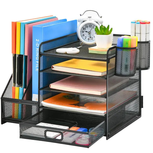 1 Stück 5-stufige multifunktionale Schreibwaren-Aufbewahrungsbox | Schreibtisch-Ablage aus Stahl, Büroartikel-Organizer, Büro-Schreibtischzubehör, Schlafzimmerzubehör, Heimdekoration, Aufbewahrung und Organisation zu Hause